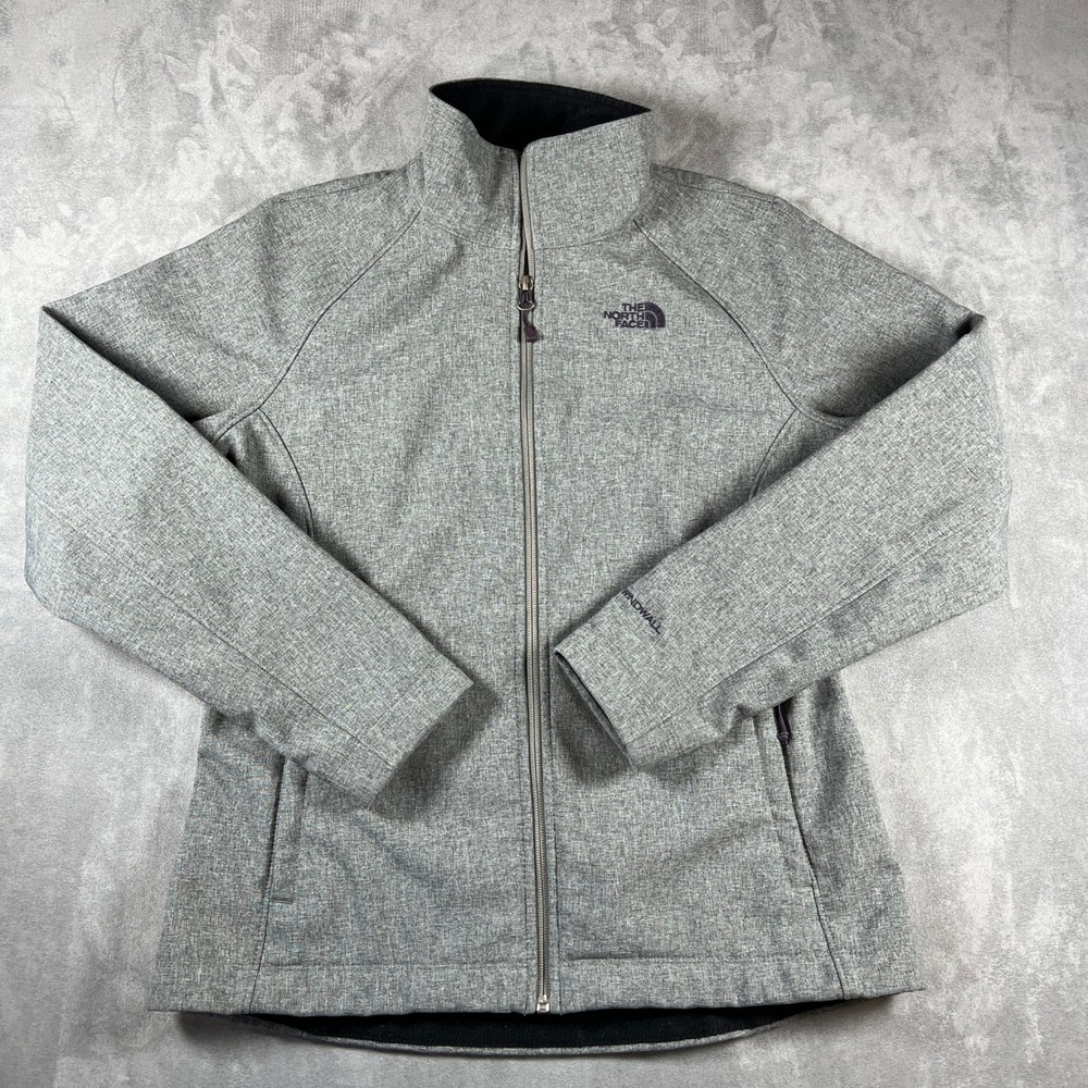 The North Face Apex Bionic WindWall Jacket Womens M Gray Softshell Fleece Lined